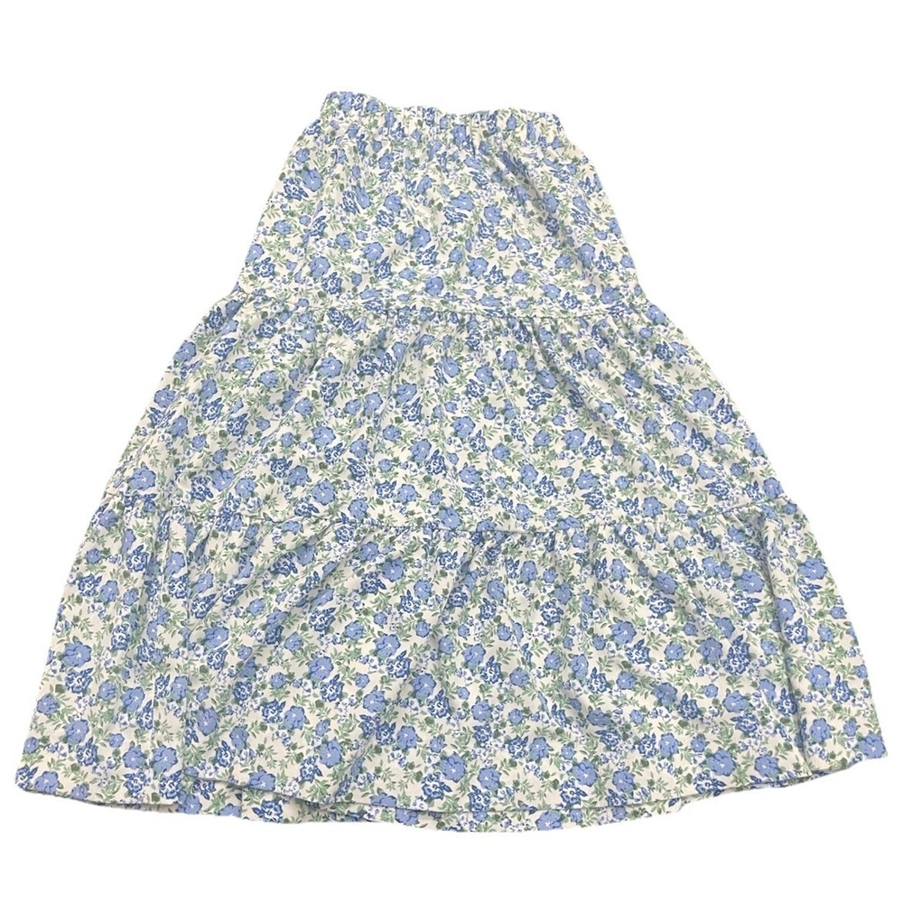 Malka Majesty Blue Floral Tiered Midi Skirt Xs Nwot Lined Modest Couture